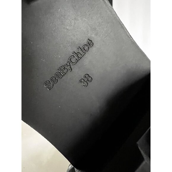 SEE BY CHLOE 45MM HANA LEATHER TALL BOOTS IN BLACK SIZE 38 - Picture 10 of 12